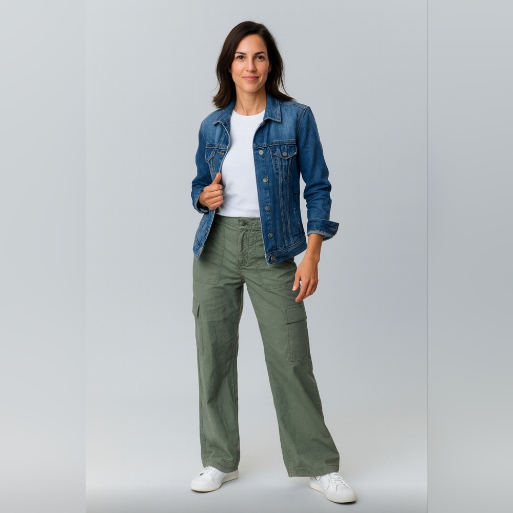 Calvin Klein Jeans Olive Wide-Leg Utility Pants
